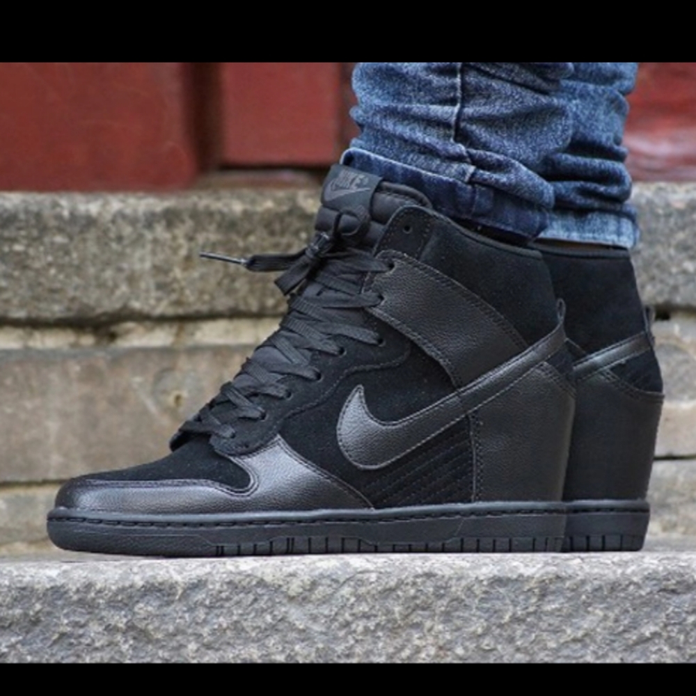 EUC Nike Dunk Sky Hi 'Blackout' Hidden Wedge Sneakers